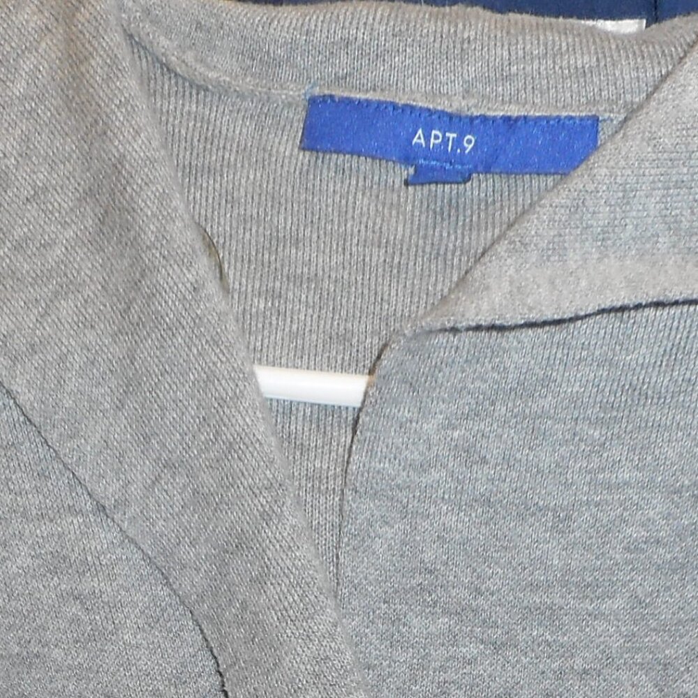 APT. 9: -women's, long, open front sweater, NO Pockets, sz S, long collar